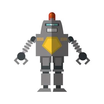 Robot with warning alert support shadow Illustrazione stock