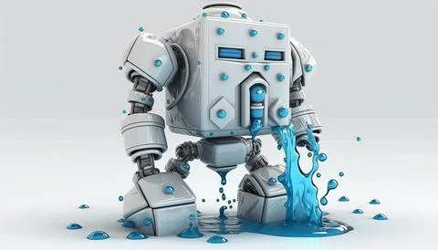 Robot water isolated on a white background. Generated AI Stock Illustration