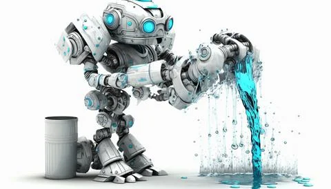 Robot water isolated on a white background. Generated AI Stock Illustration