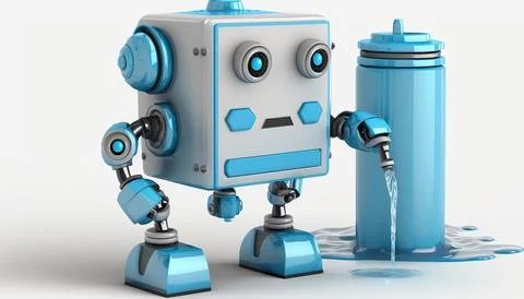 Robot water isolated on a white background. Generated AI Stock Illustration
