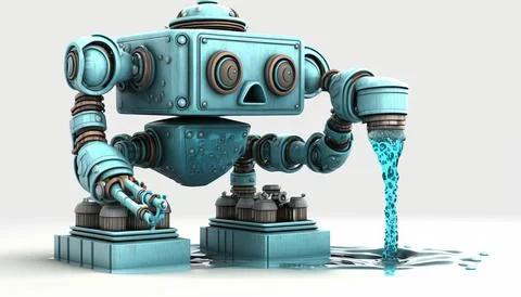 Robot water isolated on a white background. Generated AI Stock Illustration
