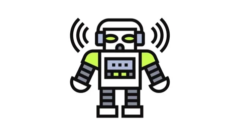 Robot wearing headphones Stock Footage 326114325