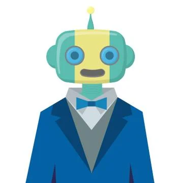 Robot wears suit Stock Illustration