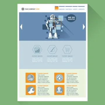 Robot web site theme layout. Digital background vector illustration. イラスト素材