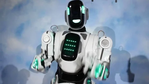 Robot welcomes. Android say hello Stock Footage 71936578