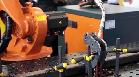 Robot welding equipment, close up process Stock Footage 59548147