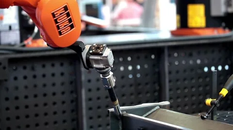 Robot welding process Stock Footage 58769373