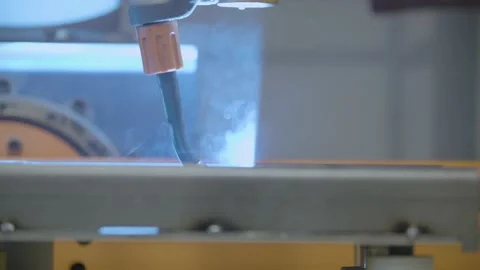 Robot welding in slow motion Stock Footage 141529492