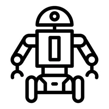 Robot on wheels line icon. Movable android vector illustration isolated on white Illustrazione stock