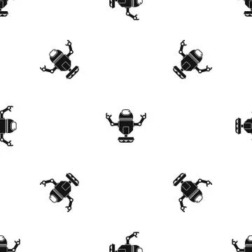 Robot on wheels pattern seamless black 스톡 일러스트