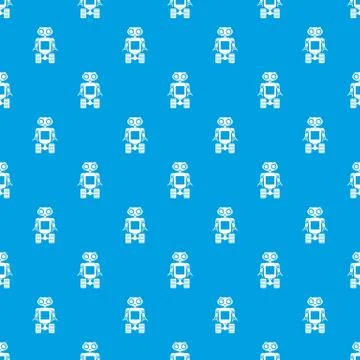 Robot on wheels pattern seamless blue イラスト素材