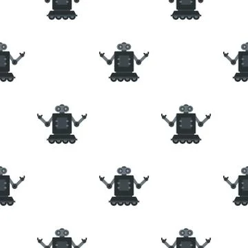Robot on wheels pattern seamless Stock Illustration