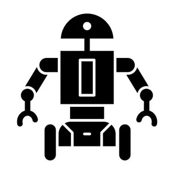 Robot on wheels solid icon. Movable android vector illustration isolated on Illustrazione stock