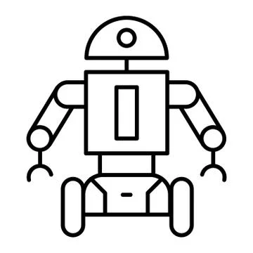 Robot on wheels thin line icon. Movable android vector illustration isolated on Stock Illustration