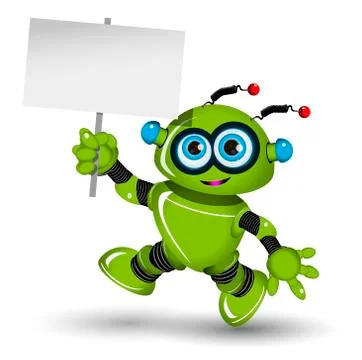 Robot with a white sign Stock Illustration