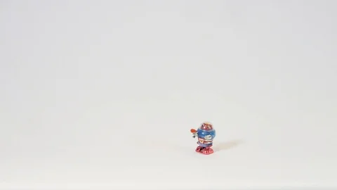 Robot Wind Up Toy Walking Stock Footage 100691182