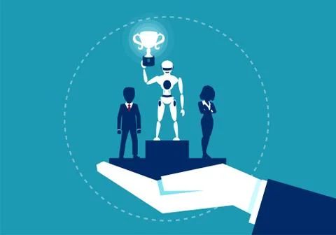 Robot winning in race with human Stock Illustration