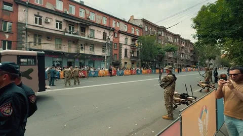 Robot wolf walks during a parade 9 (Editorial) Stock Footage 336291675