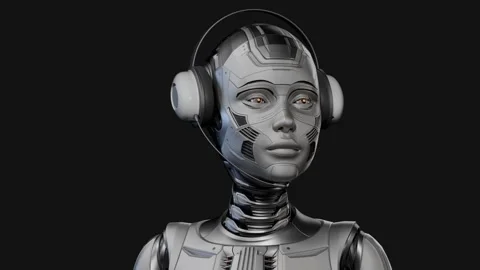 Robot WOMAN OPERATOR Video stock 257186112