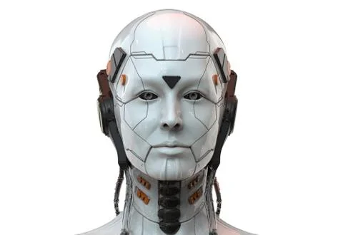 Robot woman, sci-fi android female artificial intelligence 3d render Stock Illustration