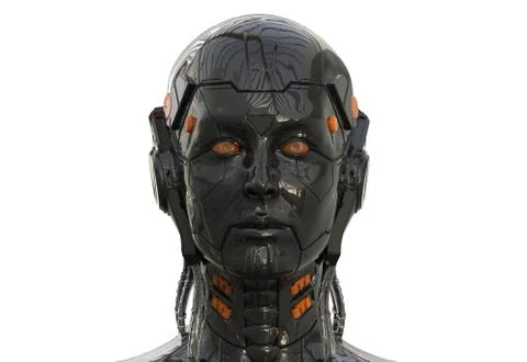 Robot woman, sci-fi android female artificial intelligence 3d render Stock Illustration