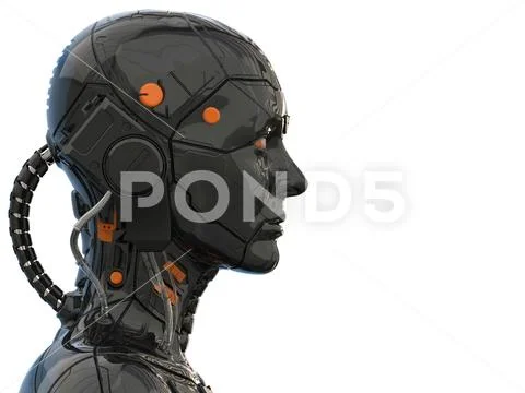 Robot woman, sci-fi android female artificial intelligence 3d render Stock Illustration