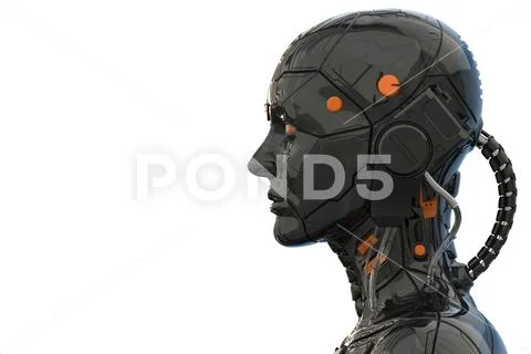 Robot woman, sci-fi android female artificial intelligence 3d render Stock Illustration