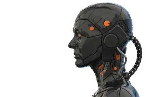 Robot woman, sci-fi android female artificial intelligence 3d render Stock Illustration