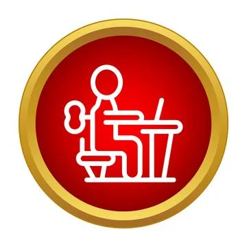 Robot worker at desk working with laptop Stockillustratie