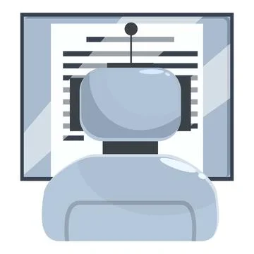 Robot working on computer programming code on screen 库存插图