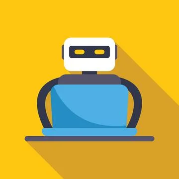 Robot working on laptop, artificial intelligence and automation 스톡 일러스트