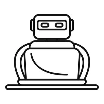 Robot working on laptop, embracing the future of automation Stock Illustration