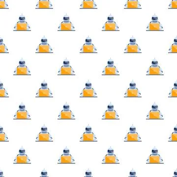 Robot working on laptop pattern for technology background 스톡 일러스트