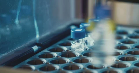 Robot working with small bottles 스톡 동영상 87790756