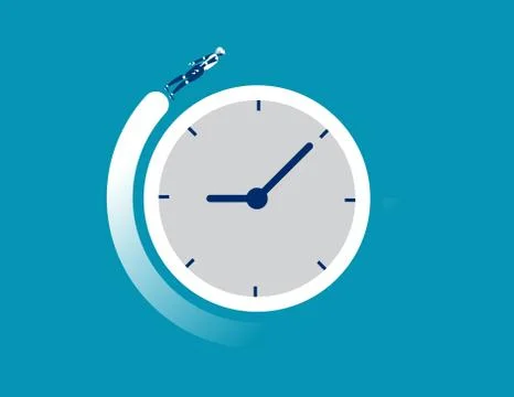 Robot working time. Vector business technology. Stock Illustration