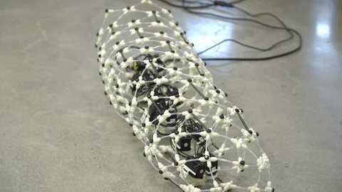 Robot worm on floor Stock Footage 93525527