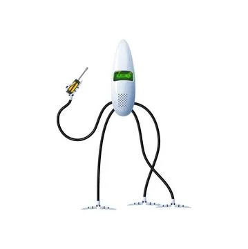 Robot with wrench or spanner isolate cartoon droid Stockillustratie