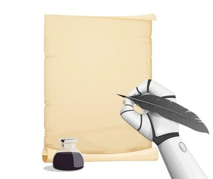 Robot writes, machine learning, digital technology Stock Illustration