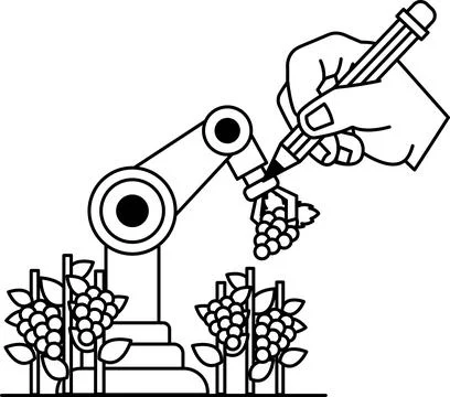 A robot is writing with a pencil Stock Illustration
