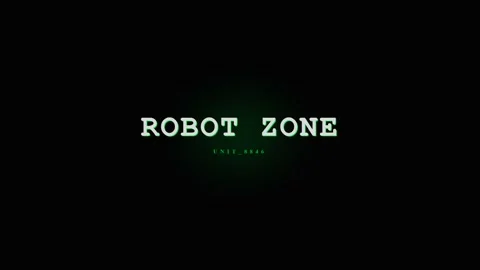 Robot Zone Title Screen with Futuristic Digital Glitch Effect Stock Footage 331568420