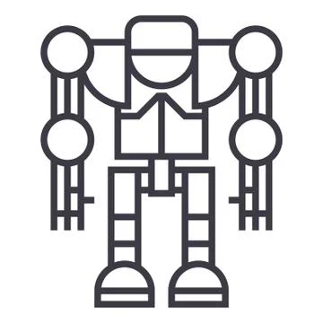 Robot,droid vector line icon, sign, illustration on background, editable strokes Stock Illustration