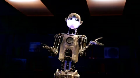 RoboThespian, the life-sized humanoid robot Stock Footage
