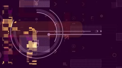 A robotic 3d rendering of golden and yellow technological cubes forming some  Stock Illustration