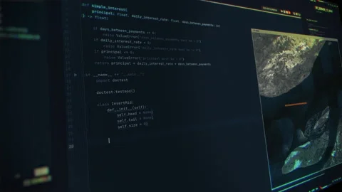 Robotic Ai Script Coding Modern Server Network For Map Navigation System Video stock 193937079