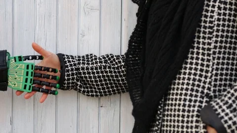 Robotic and human hands Stock Footage 102258802