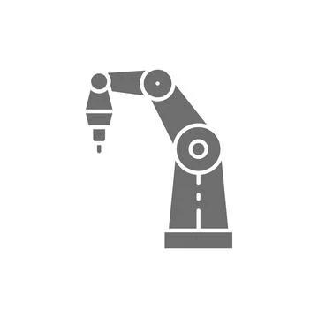 Robotic arm for 3d printer grey icon. Stock Illustration