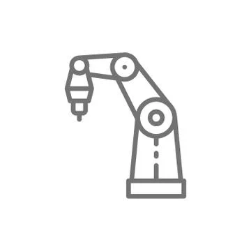 Robotic arm for 3d printer line icon. Stock Illustration