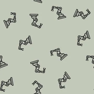 Robotic arm ai integration line seamless pattern 库存插图