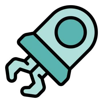 Robotic arm and spacecraft module icon for automation and space exploration Stock Illustration