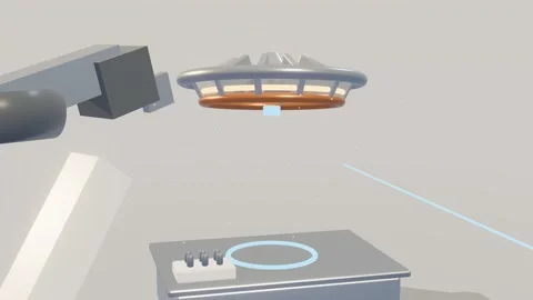 Robotic arm assembling levitating turbine core golden hour laboratory 3D Stock Footage 341183334